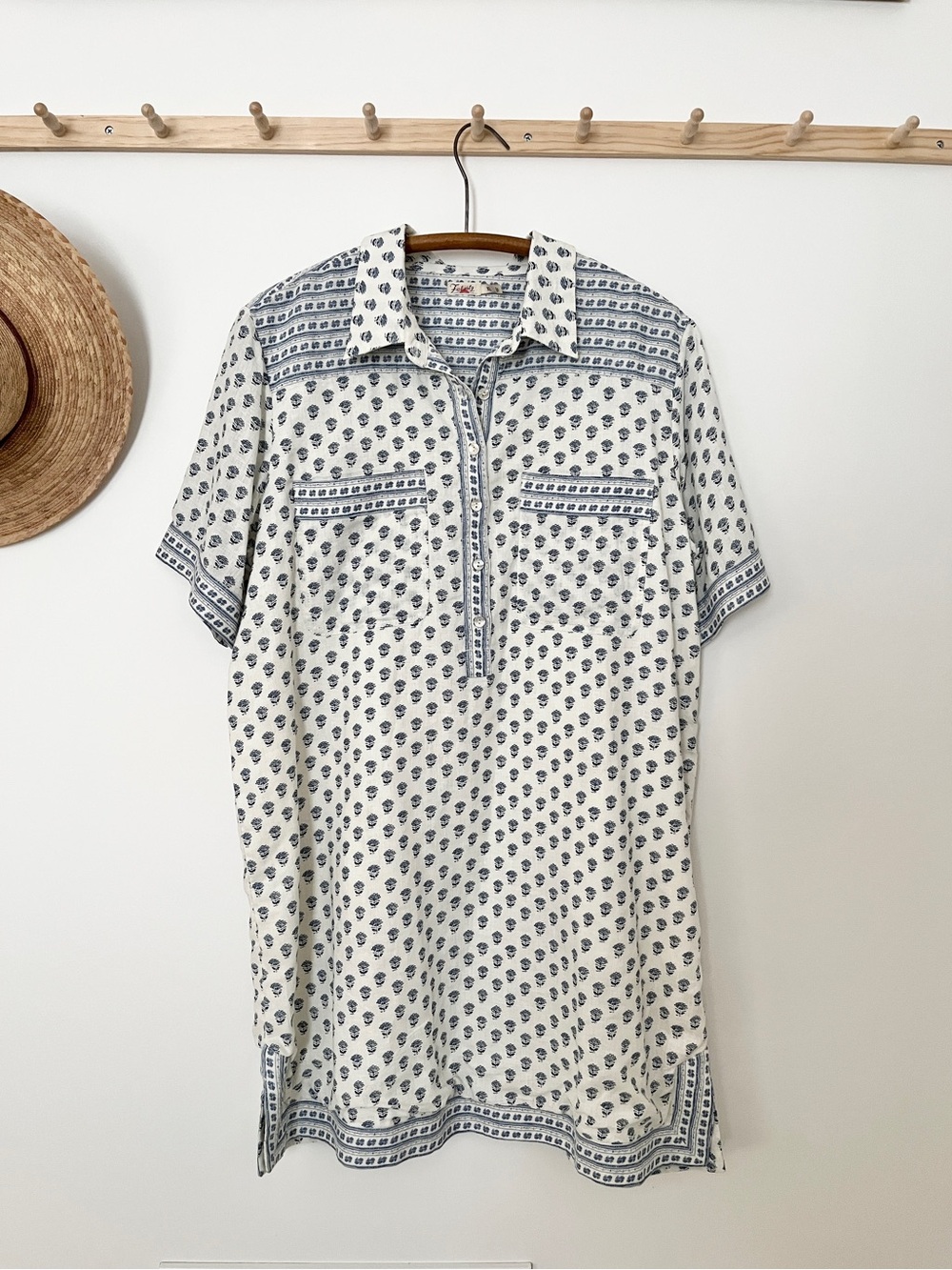Block print shirt dress